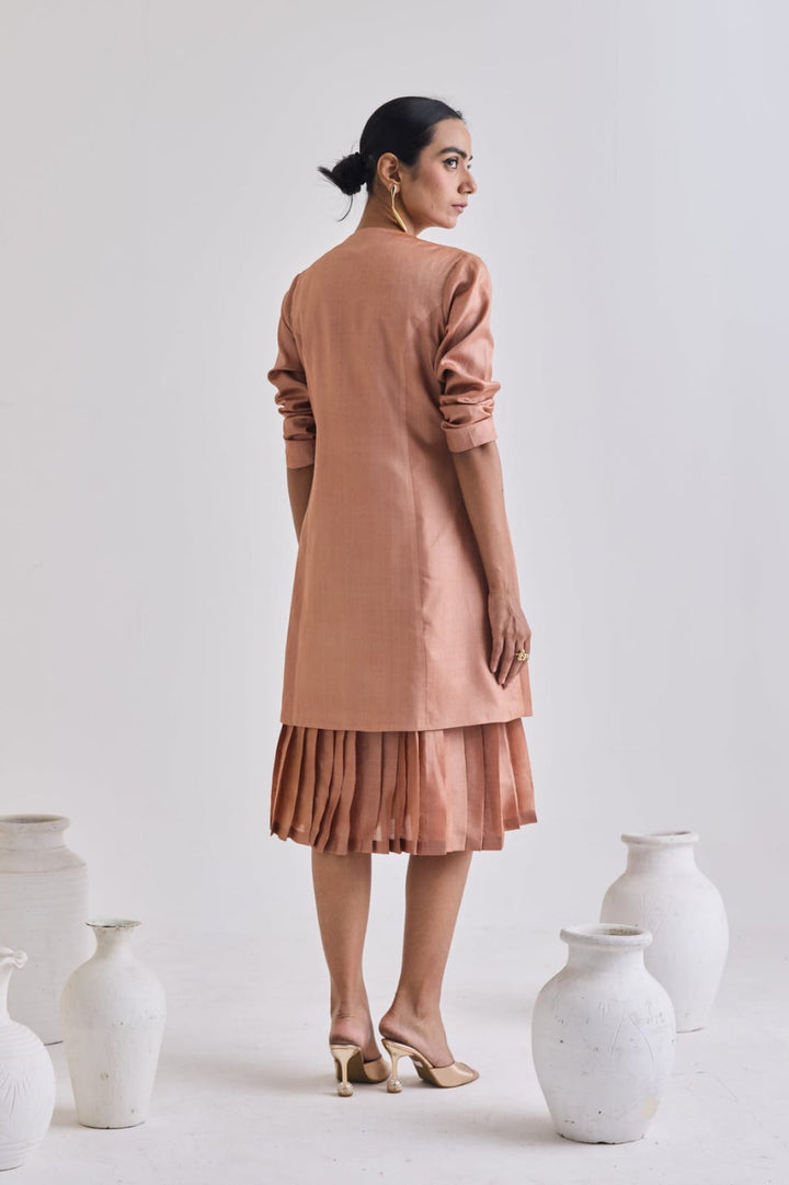 Pure Tussar Set With Sleeveless Dress| Essence by Monika