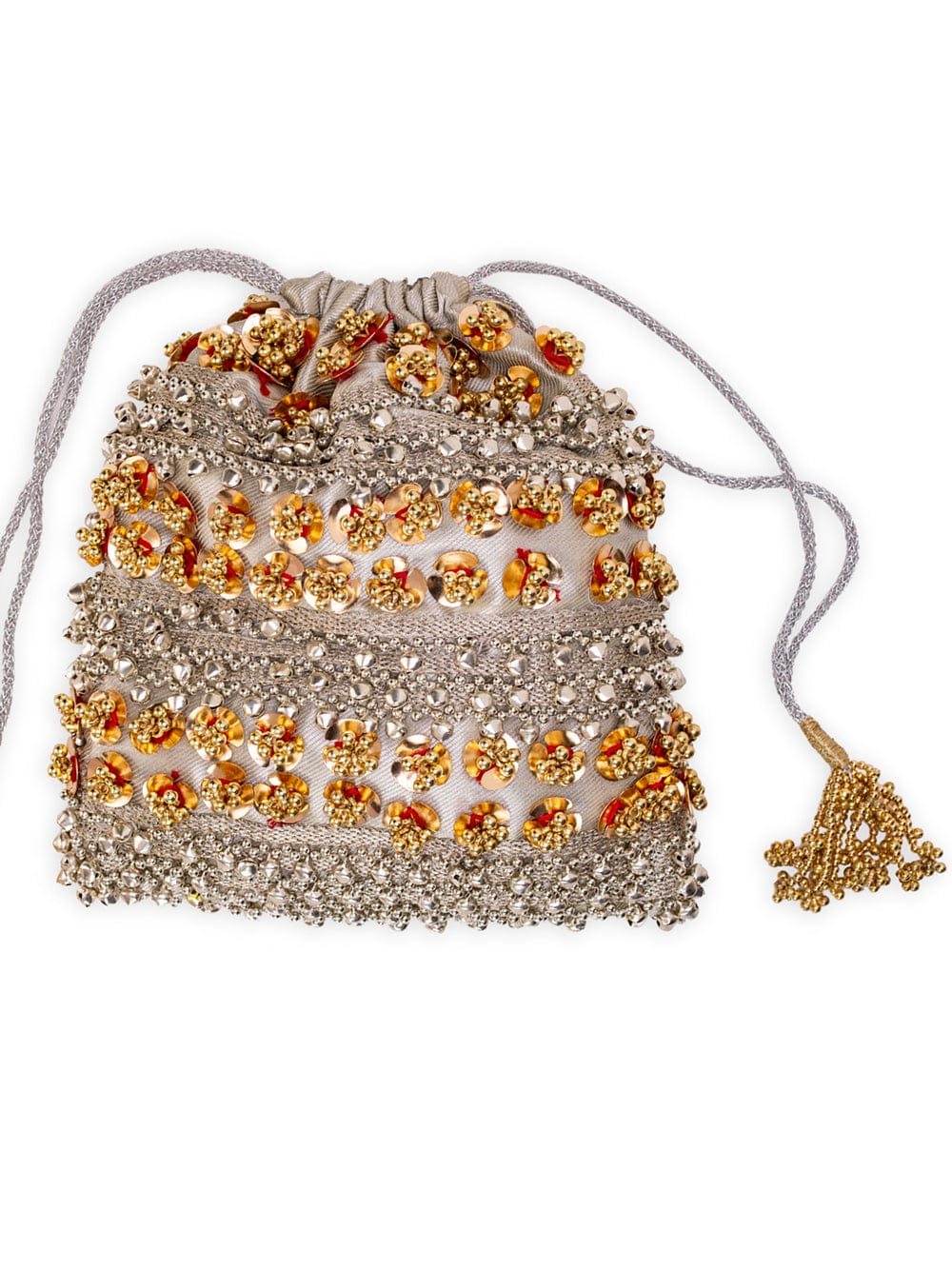 Sabina Silver Potli Drawstring Bag | 5 Elements by Radhika