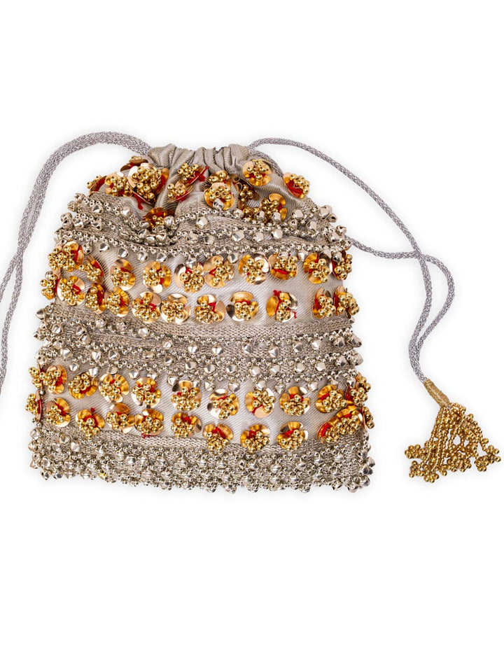 Sabina Silver Potli Drawstring Bag | 5 Elements by Radhika