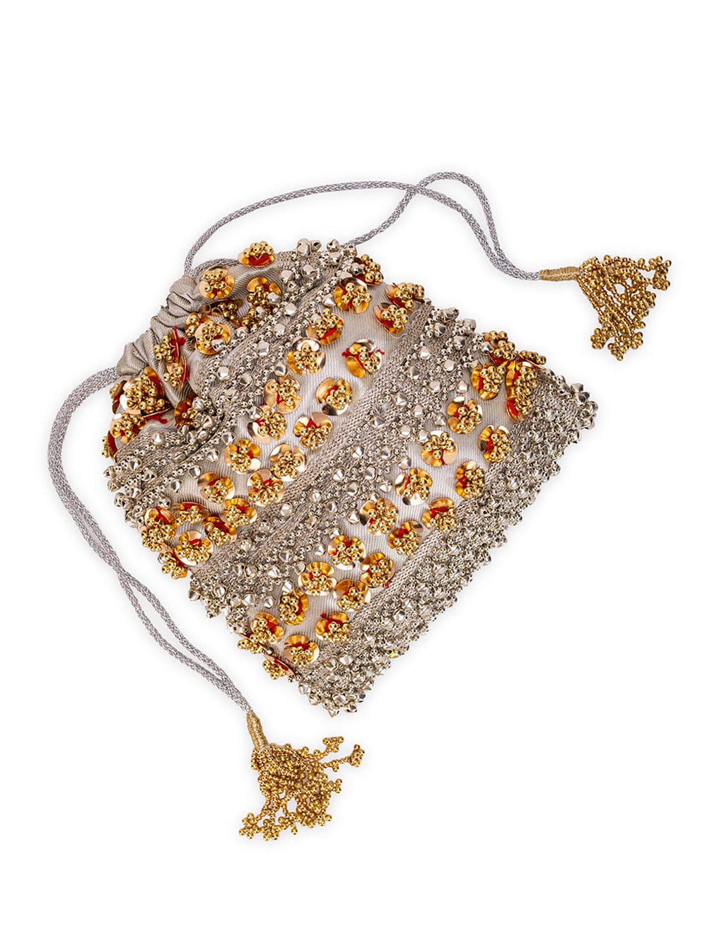 Sabina Silver Potli Drawstring Bag | 5 Elements by Radhika