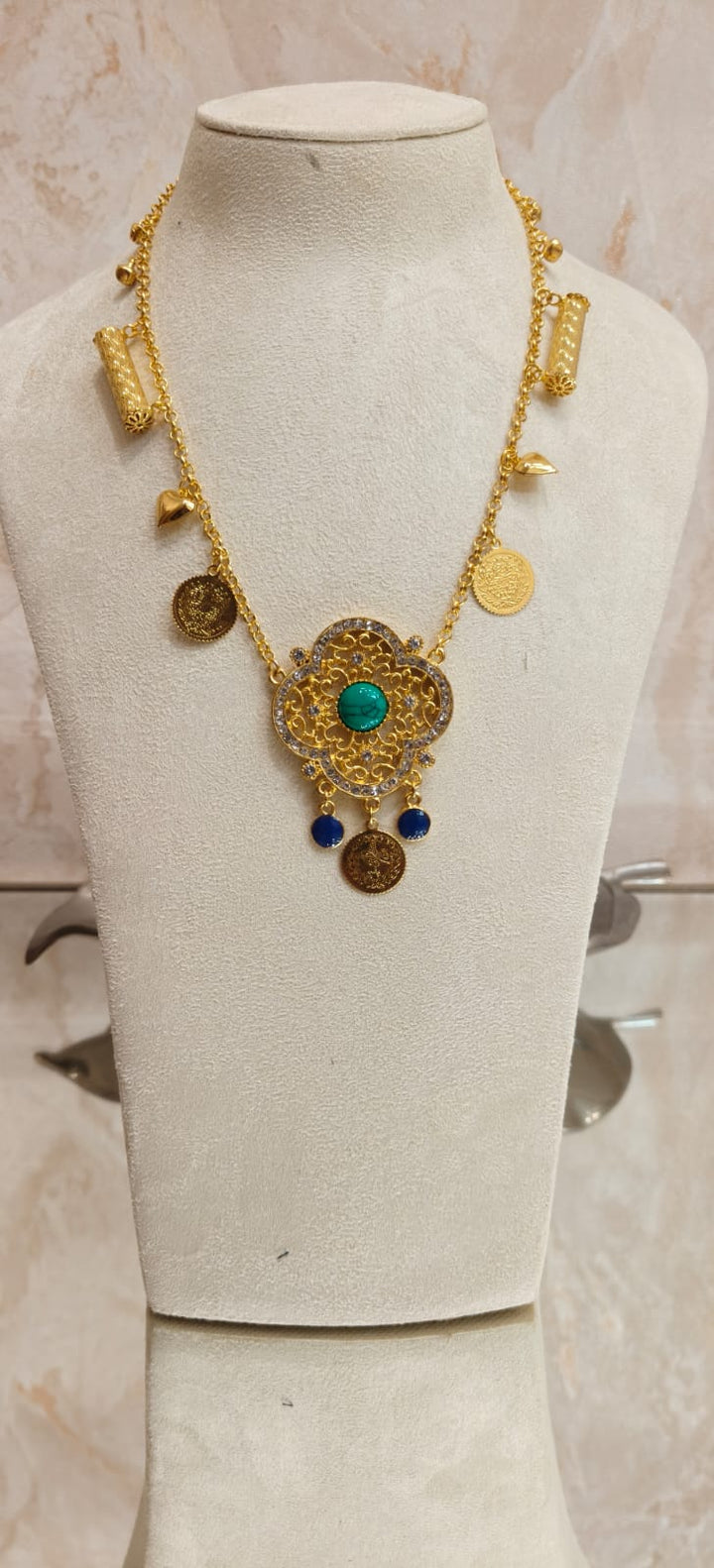 Vintage Gold-Tone Charm Statement Necklace |Inaayat By Divya Taimni