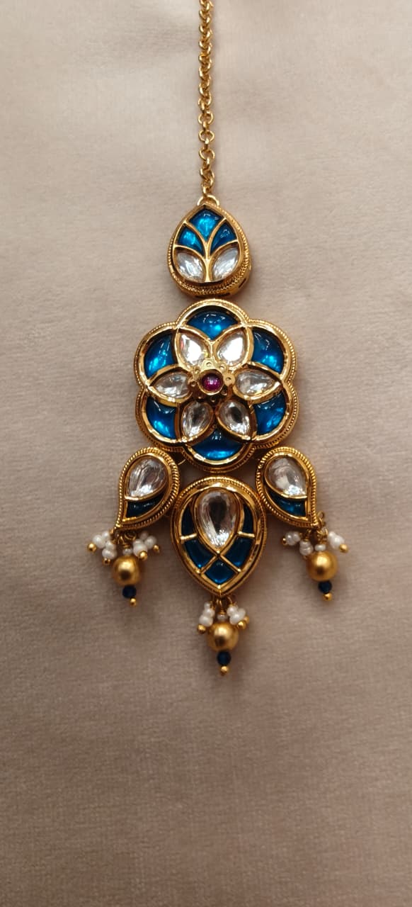 Royal Blue Meenakari & Kundan Maang Tikka |Inaayat By Divya Taimni