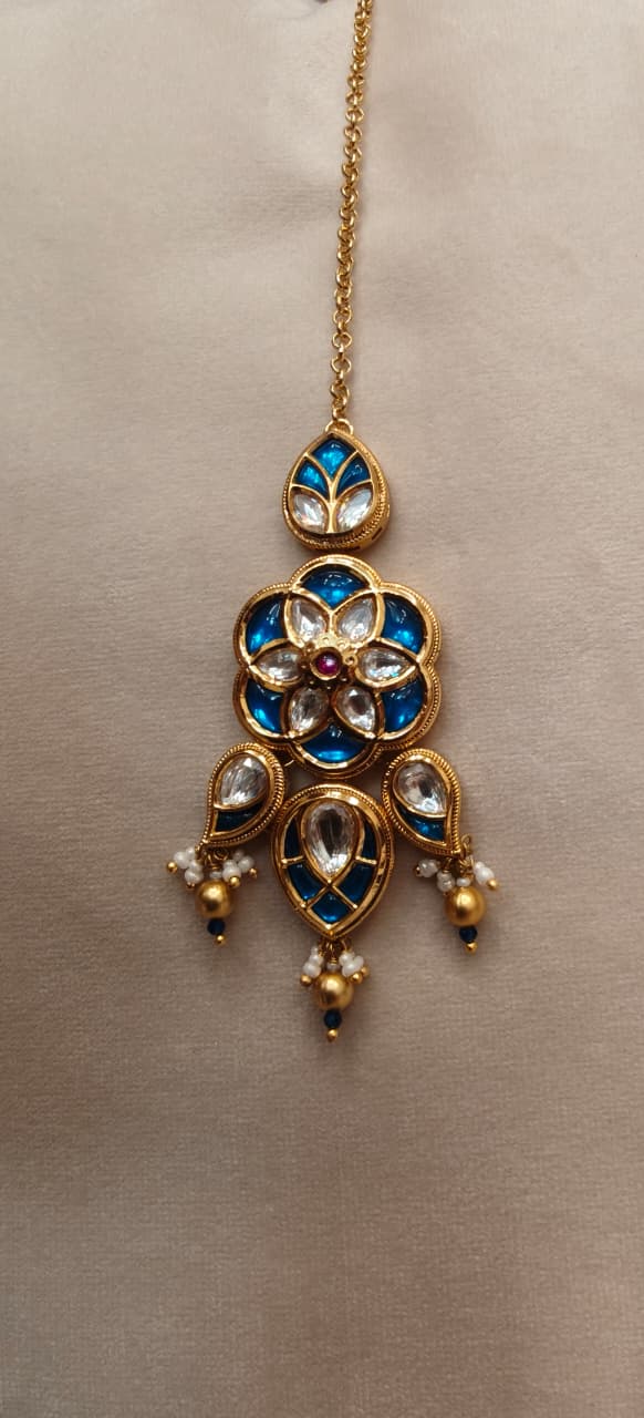 Royal Blue Meenakari & Kundan Maang Tikka |Inaayat By Divya Taimni