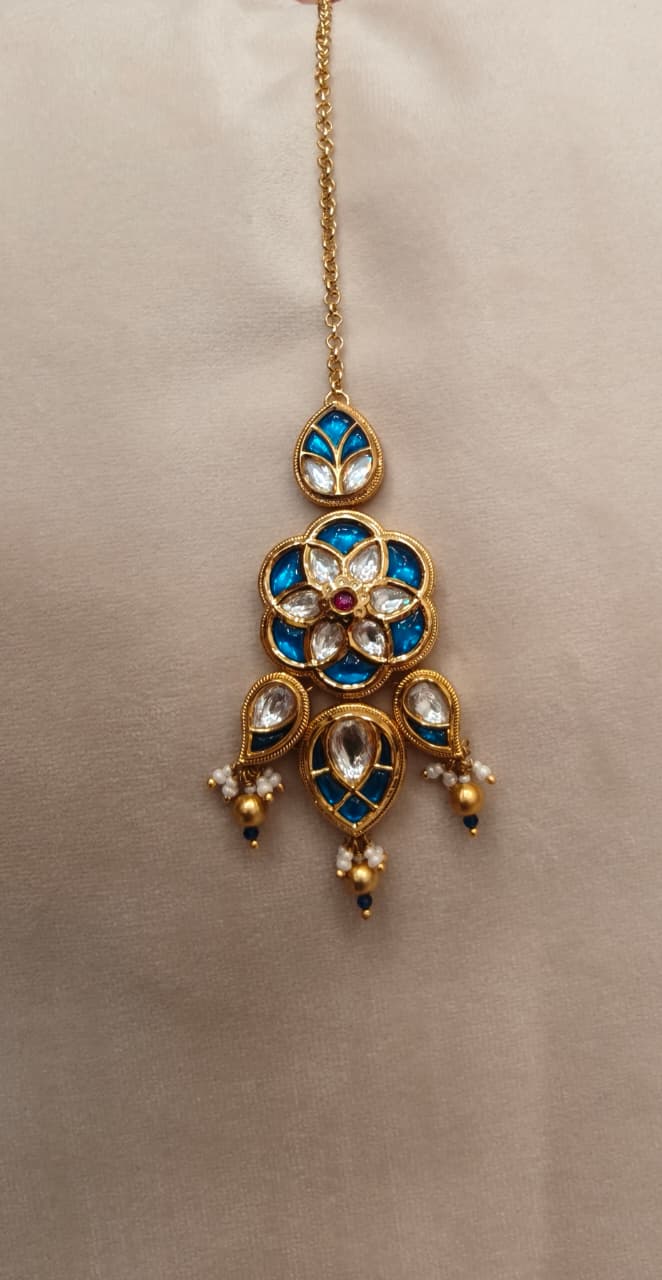 Royal Blue Meenakari & Kundan Maang Tikka |Inaayat By Divya Taimni