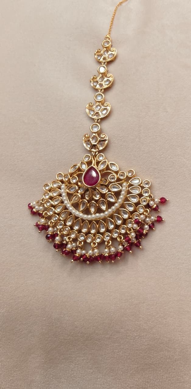 Ornate Kundan & Ruby Maang Tikka |Inaayat By Divya Taimni