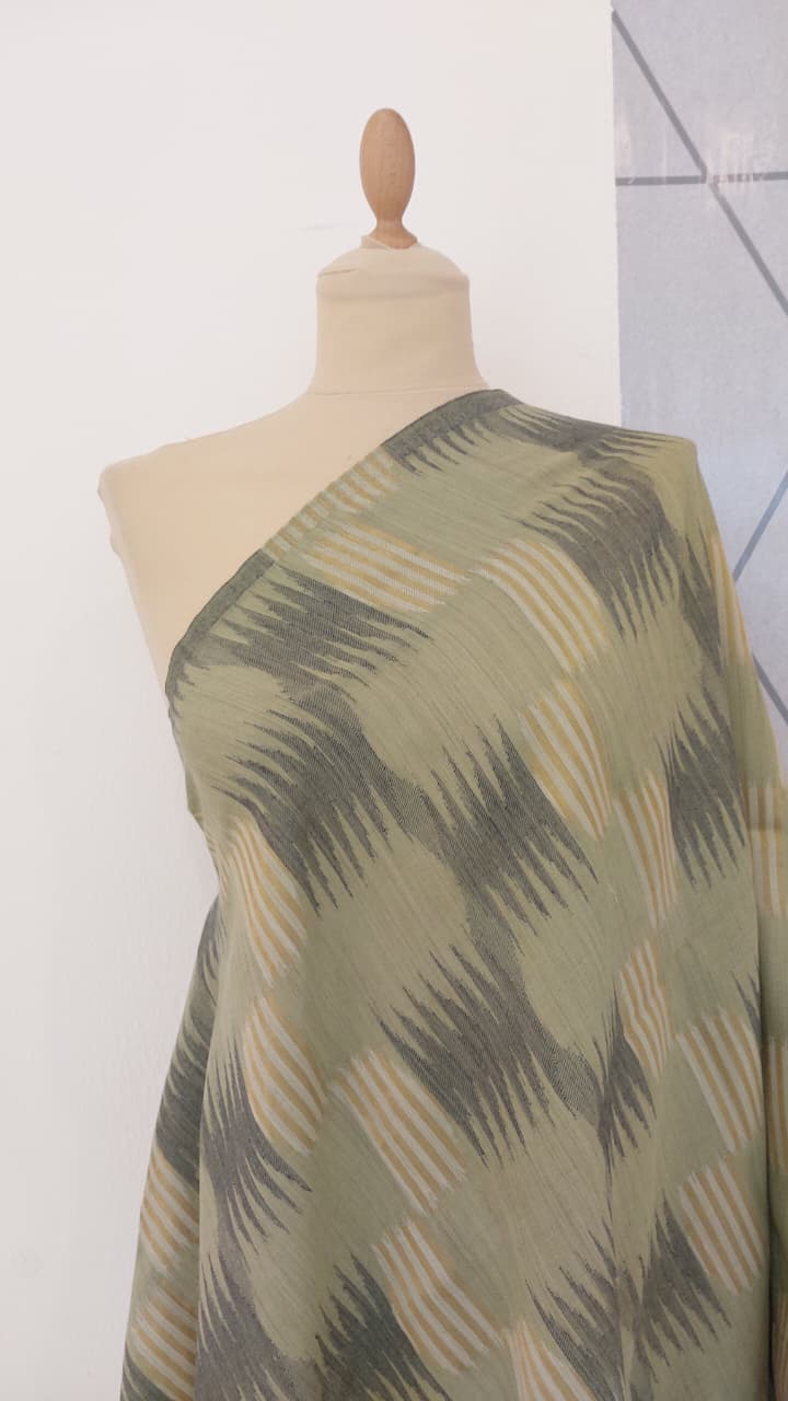 Ikat Design Cashmere Scarf in Grern Colour | House of Inaayat