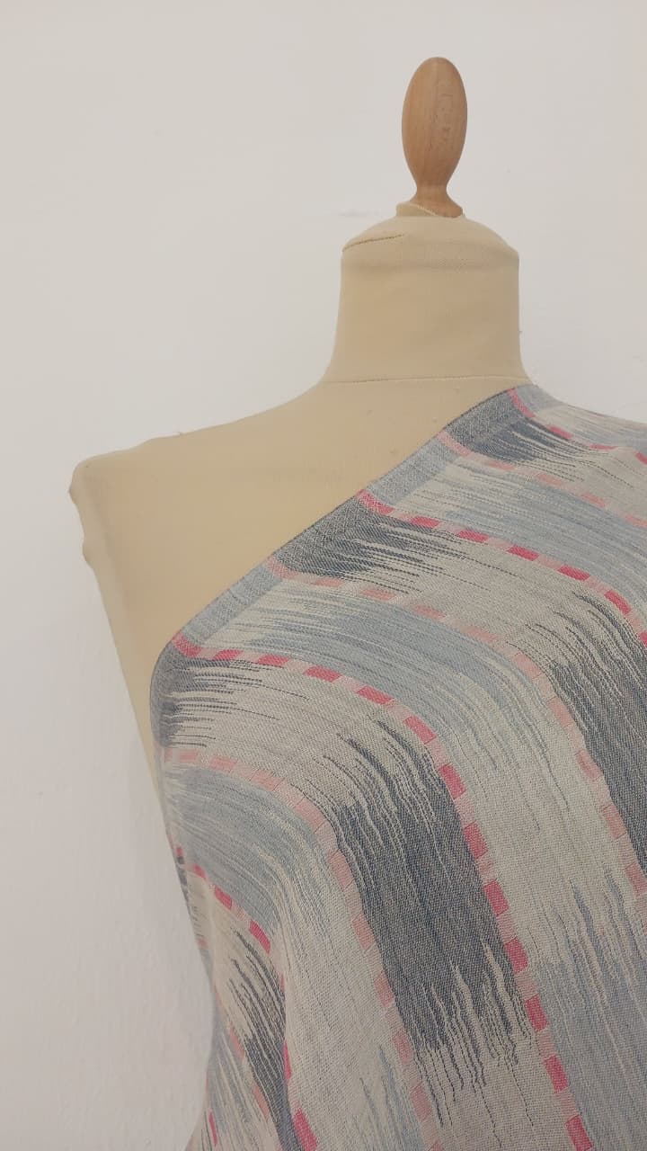 Ikat Design Cashmere Scarf in Powder Blue Colour | House of Inaayat