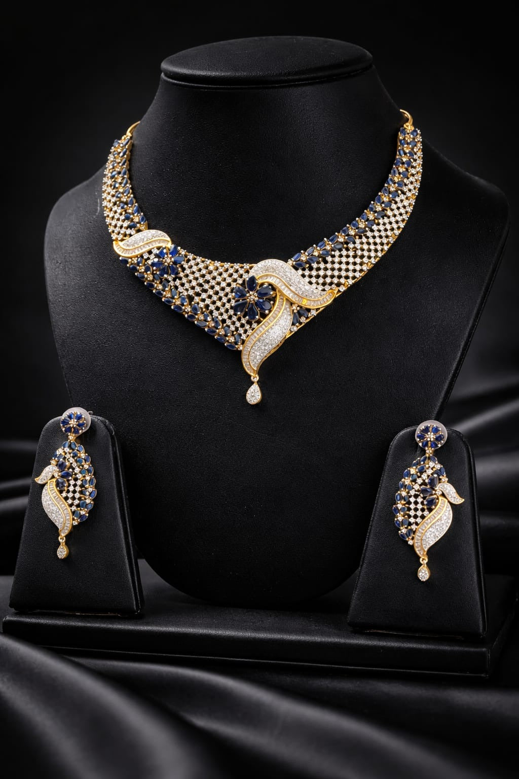 Blue Aura Luxe Necklace Set| Astha Jagwani