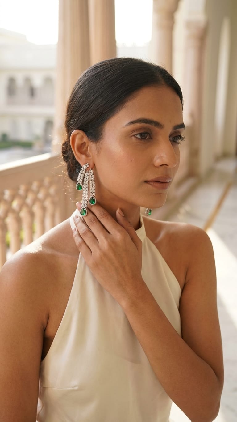 Drop Pavé Three-Tier Cascade Earrings IN 925 SILVER | Astha Jagwani