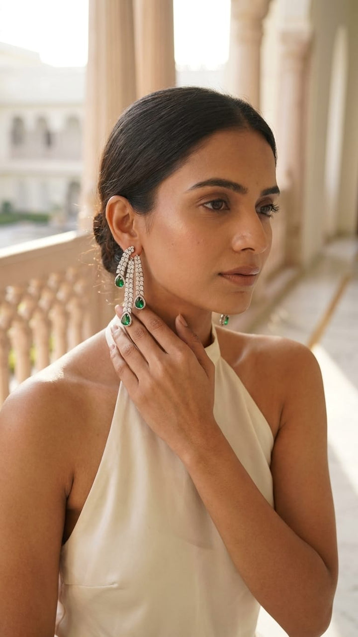 Drop Pavé Three-Tier Cascade Earrings IN 925 SILVER | Astha Jagwani