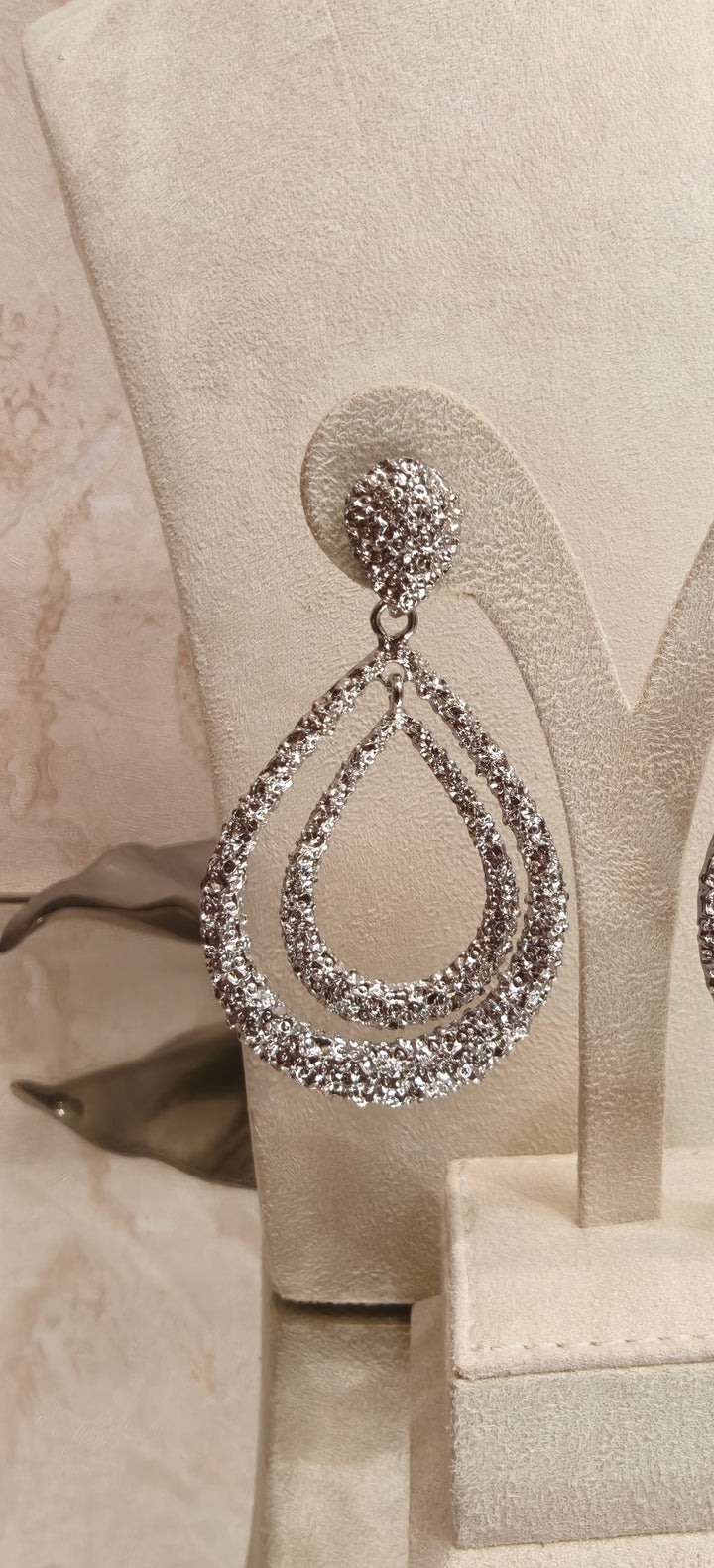 Silver Zuhi Oval Shimmer Dangler Earrings|Inaayat By Divya Taimni