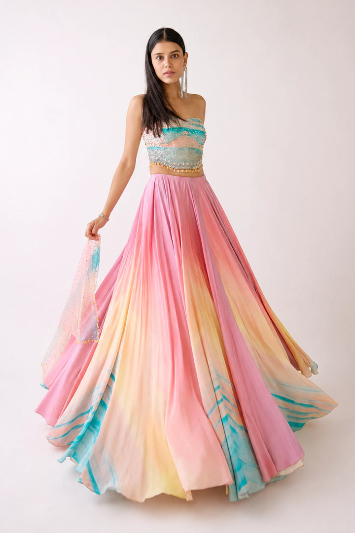 Sandscape Corset Lehenga Set | Basanti Kapde Aur Koffee