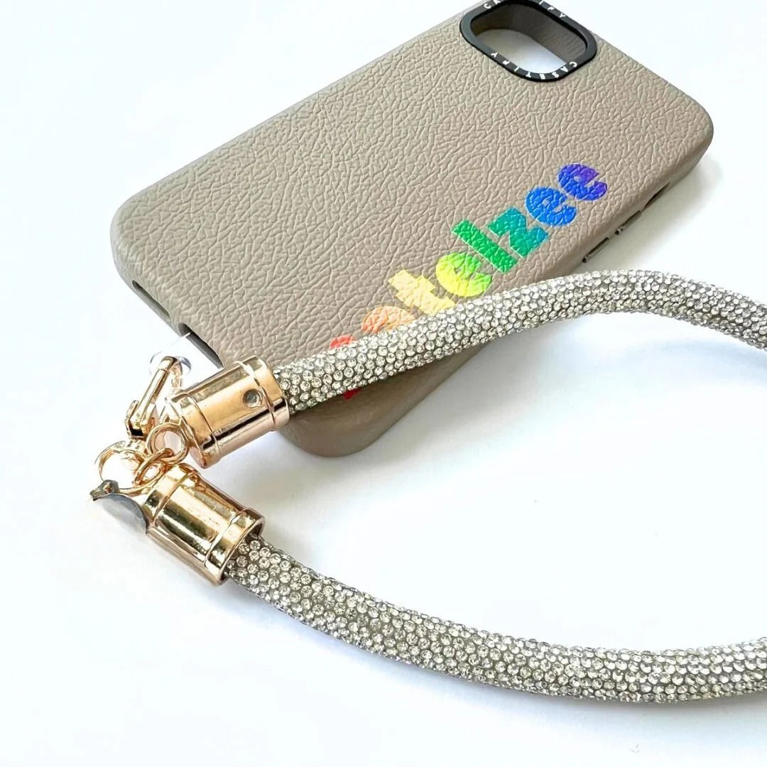 Chunky Crystal Phone Wristlet - Silver |Natelzee