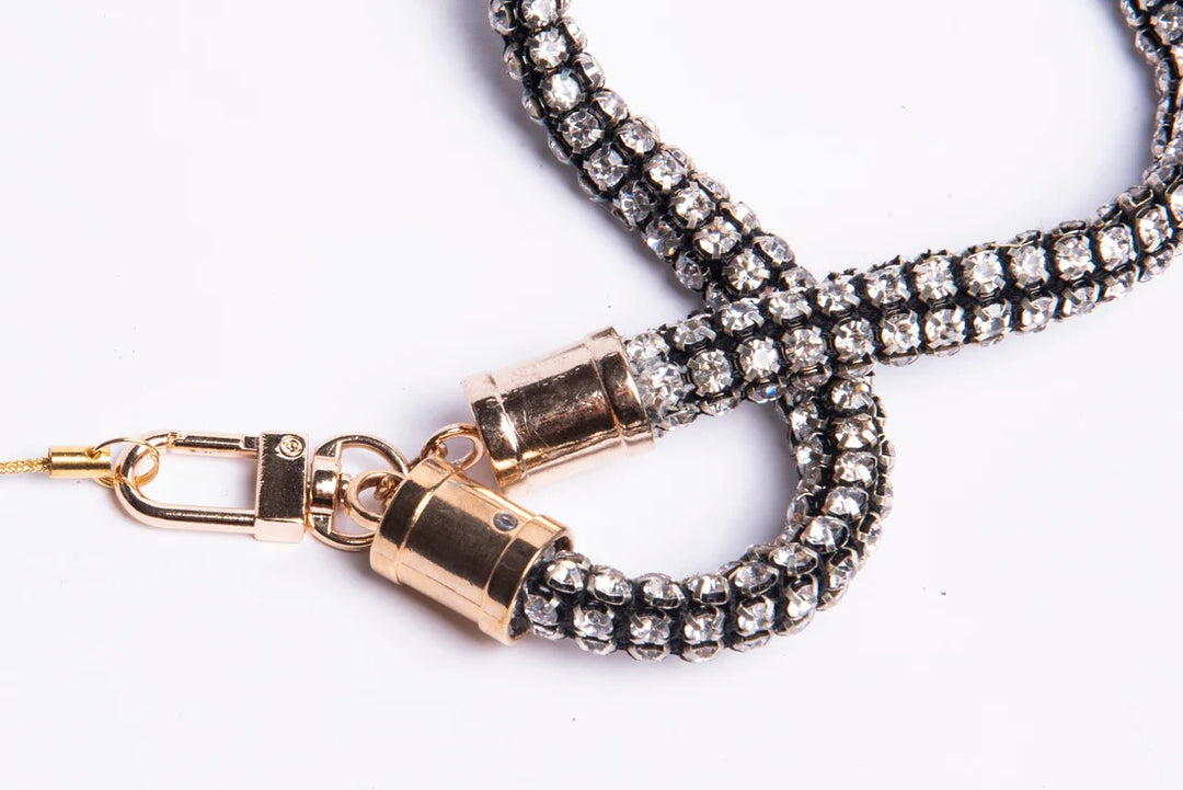 Chunky Crystal Wristlet - Black & Silver |Natelzee