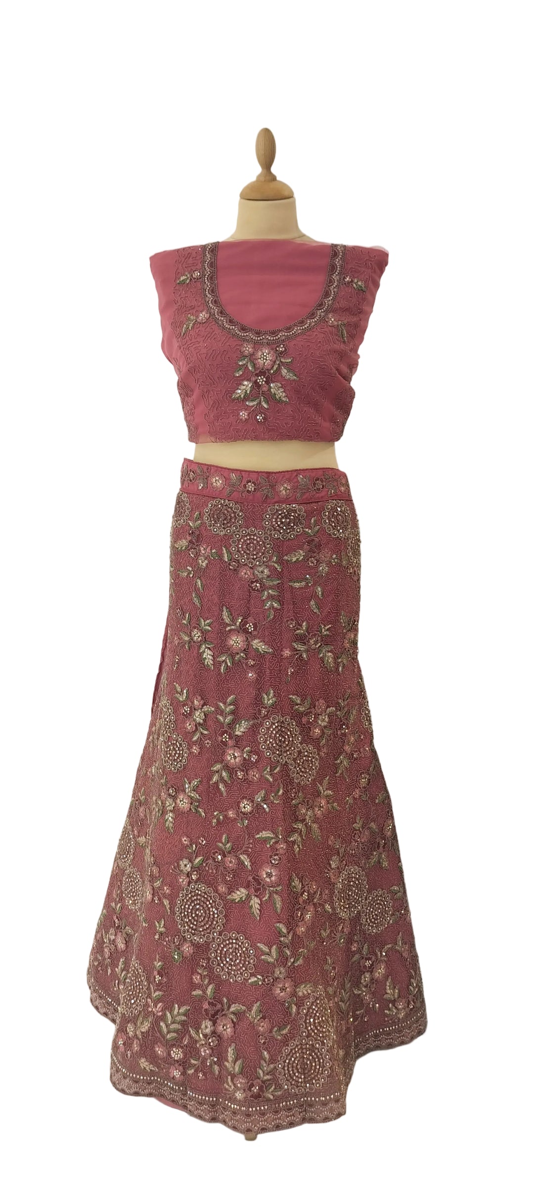 Dusty Rose Floral Embroidered Lehenga Set | Inaayat by Divya Taimni