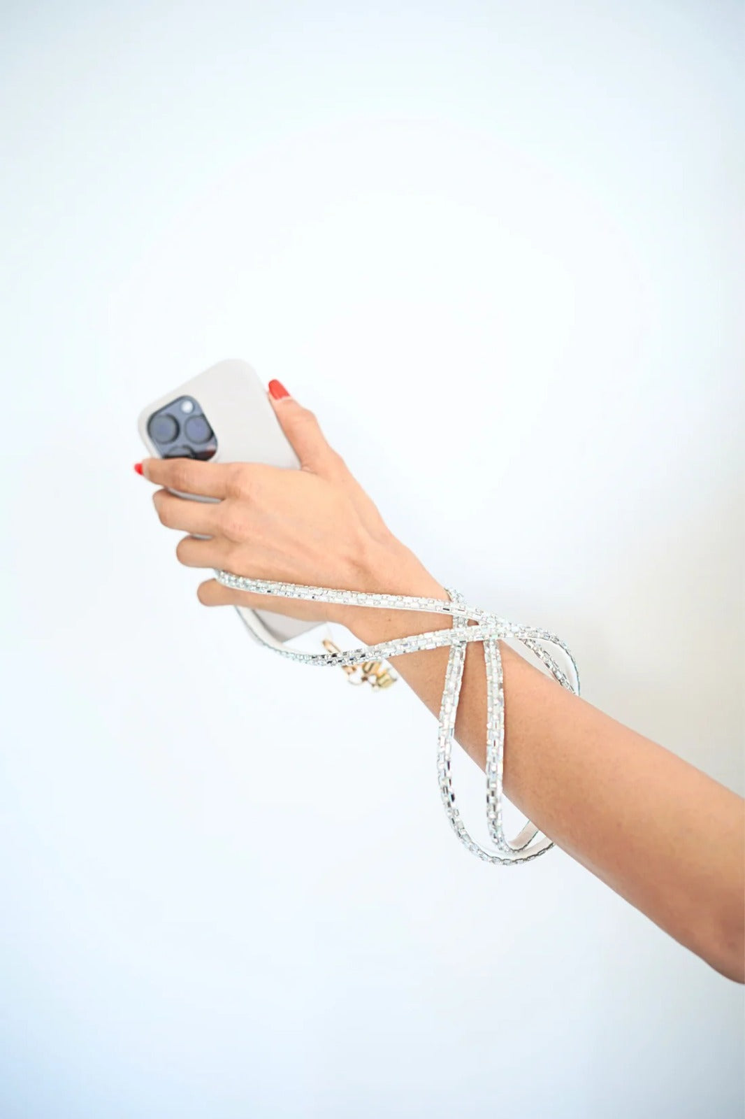 Baguette Crystal Crossbody Phone Lanyard - Silver |Natelzee