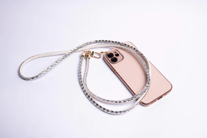 Baguette Crystal Crossbody Phone Lanyard - Silver |Natelzee