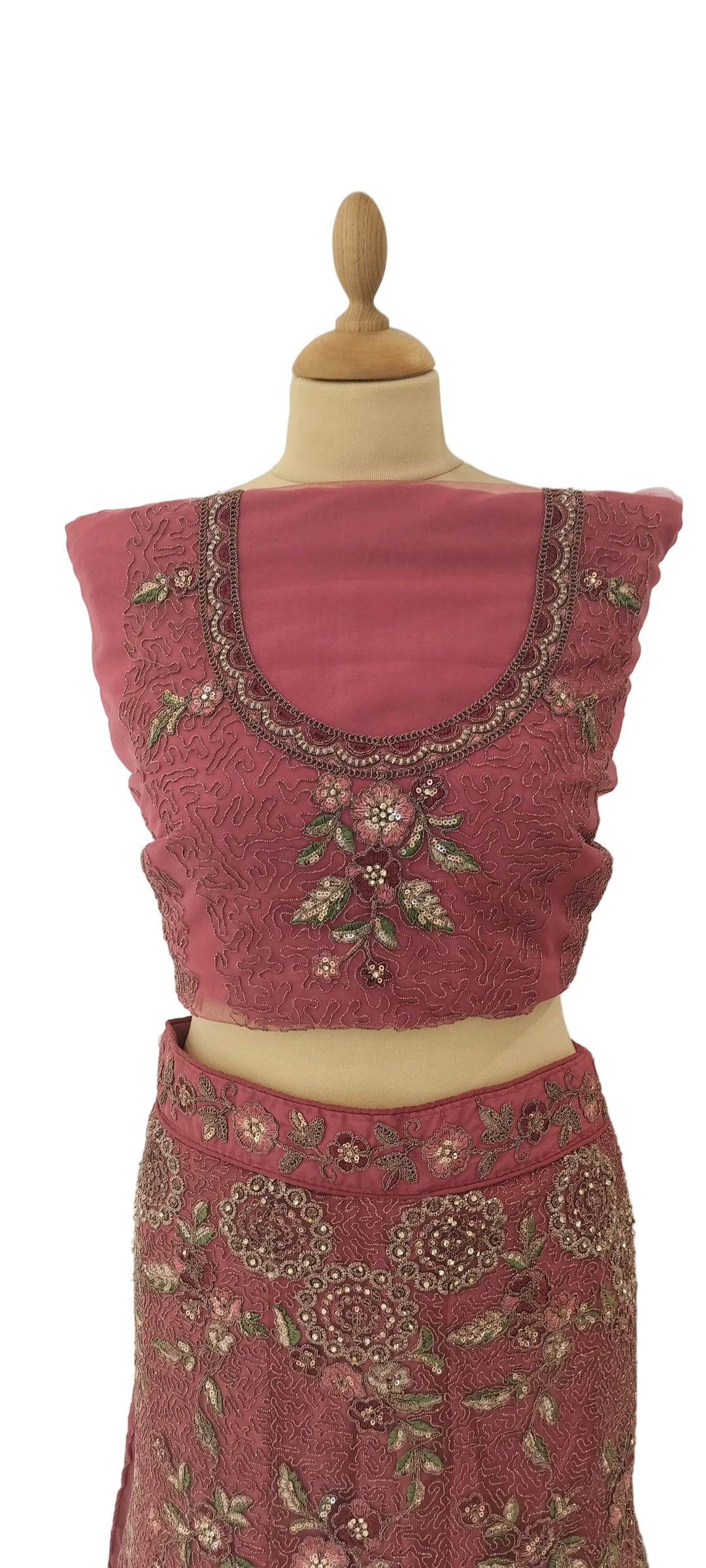 Dusty Rose Floral Embroidered Lehenga Set | Inaayat by Divya Taimni