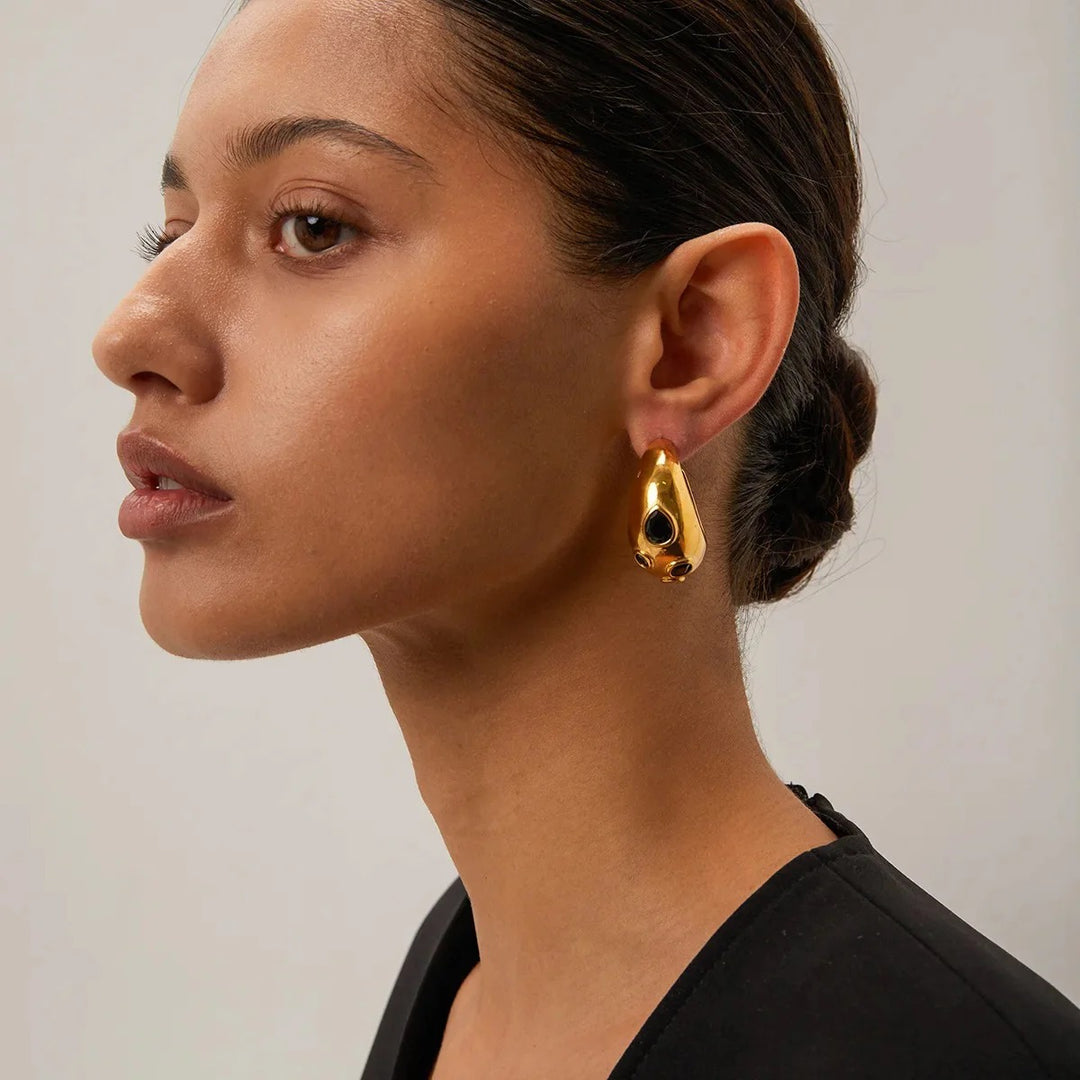 Love Me Daily Hoops - Black and White Stone | House of Reine