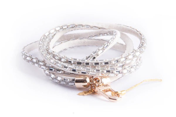 Baguette Crystal Crossbody Phone Lanyard - Silver |Natelzee