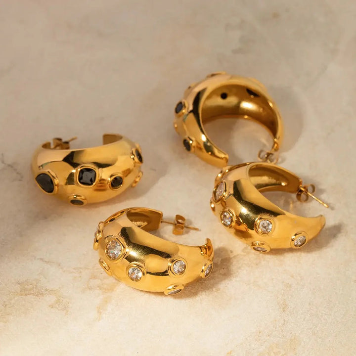 Love Me Daily Hoops - Black and White Stone | House of Reine