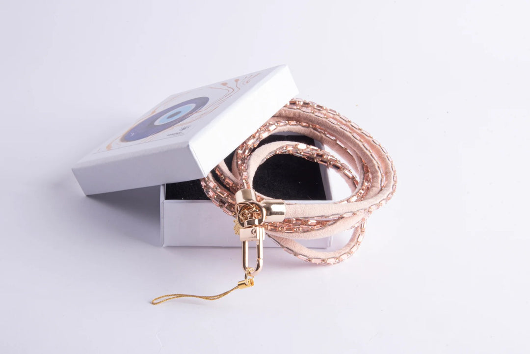 Baguette Crystal Crossbody Phone Lanyard - Rose |Natelzee