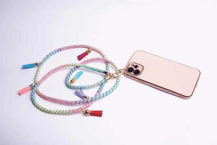 Foam Wrapped Crossbody Phone Strap - Silver and Neon |Natelzee