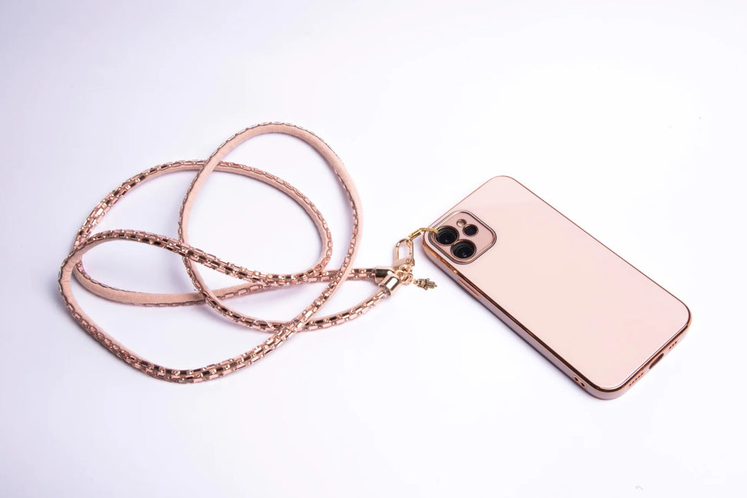 Baguette Crystal Crossbody Phone Lanyard - Rose |Natelzee