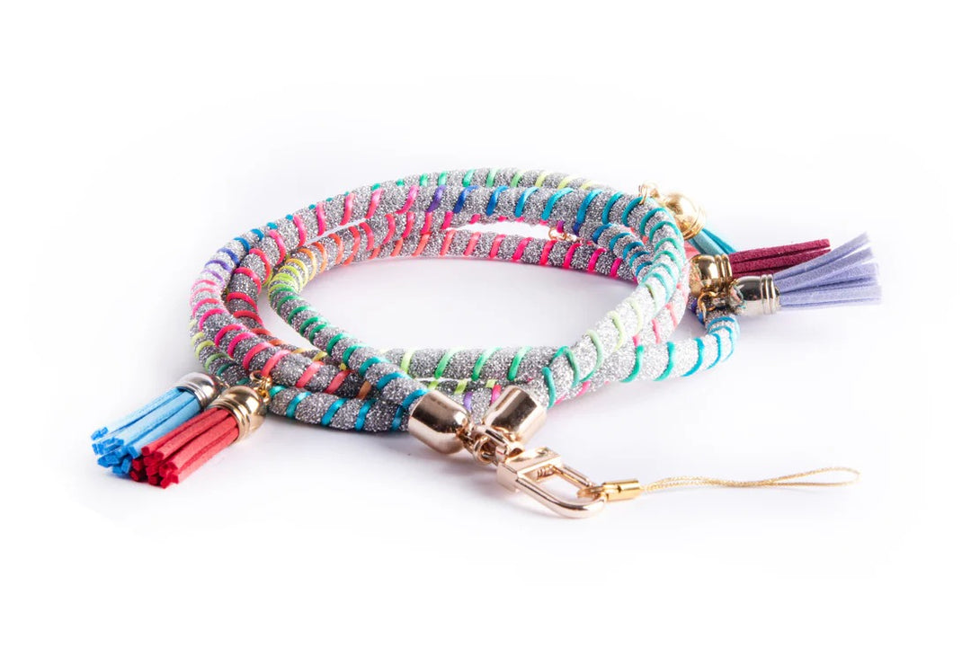 Foam Wrapped Crossbody Phone Strap - Silver and Neon |Natelzee