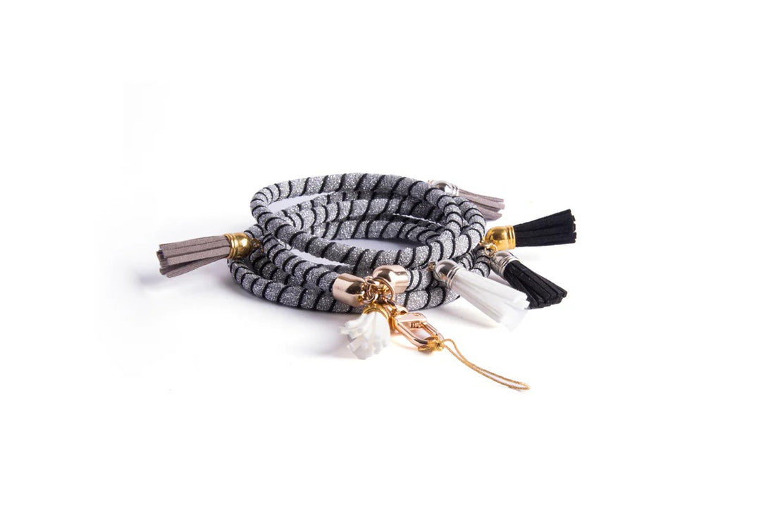 Foam Wrapped Crossbody Phone Strap - Silver and Black |Natelzee