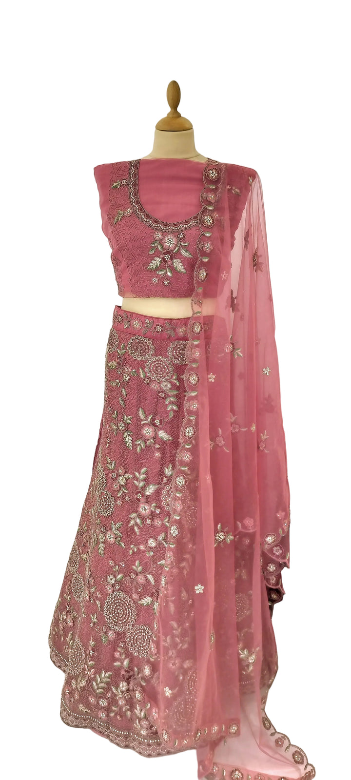 Dusty Rose Floral Embroidered Lehenga Set | Inaayat by Divya Taimni