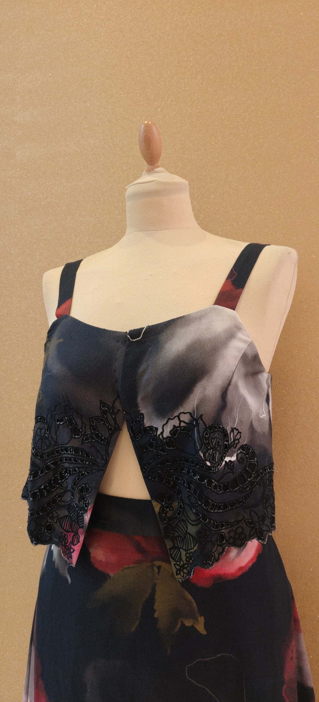 Black Floral Print Crop Top & Skirt Set |VARUN BAHL