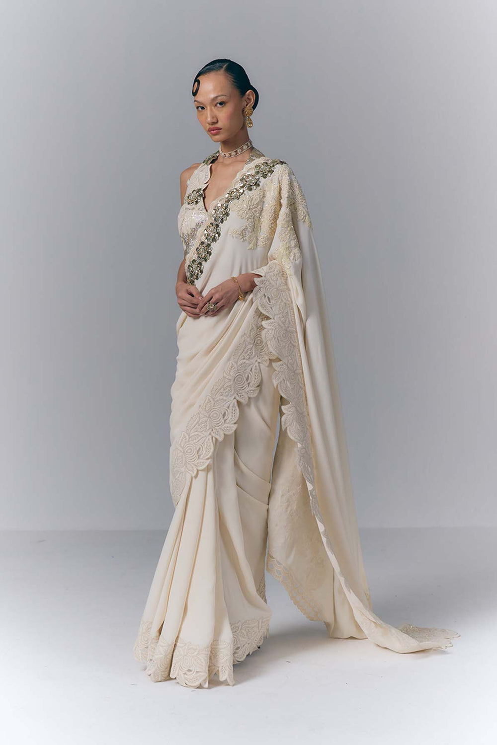 Ivory Pearl Saree|VARUN BAHL