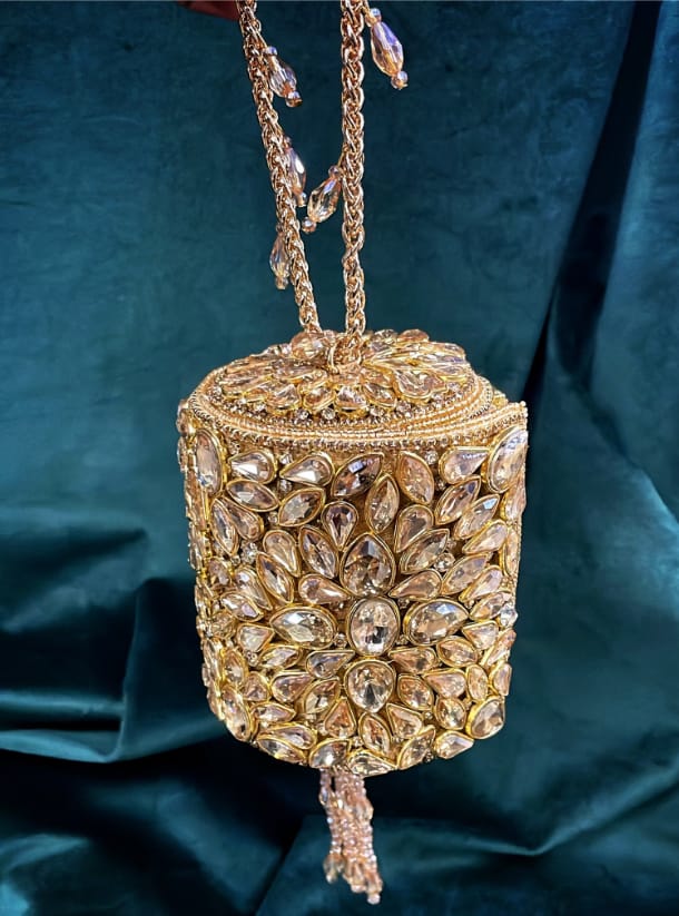 Gilded Crystal Embellished Statement Clutch|Al Falah