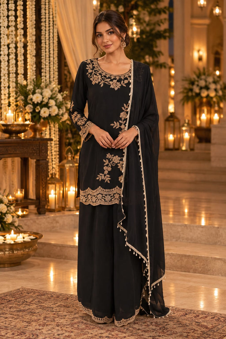 Exquisite Black Beaded Suit| Maya Chabra