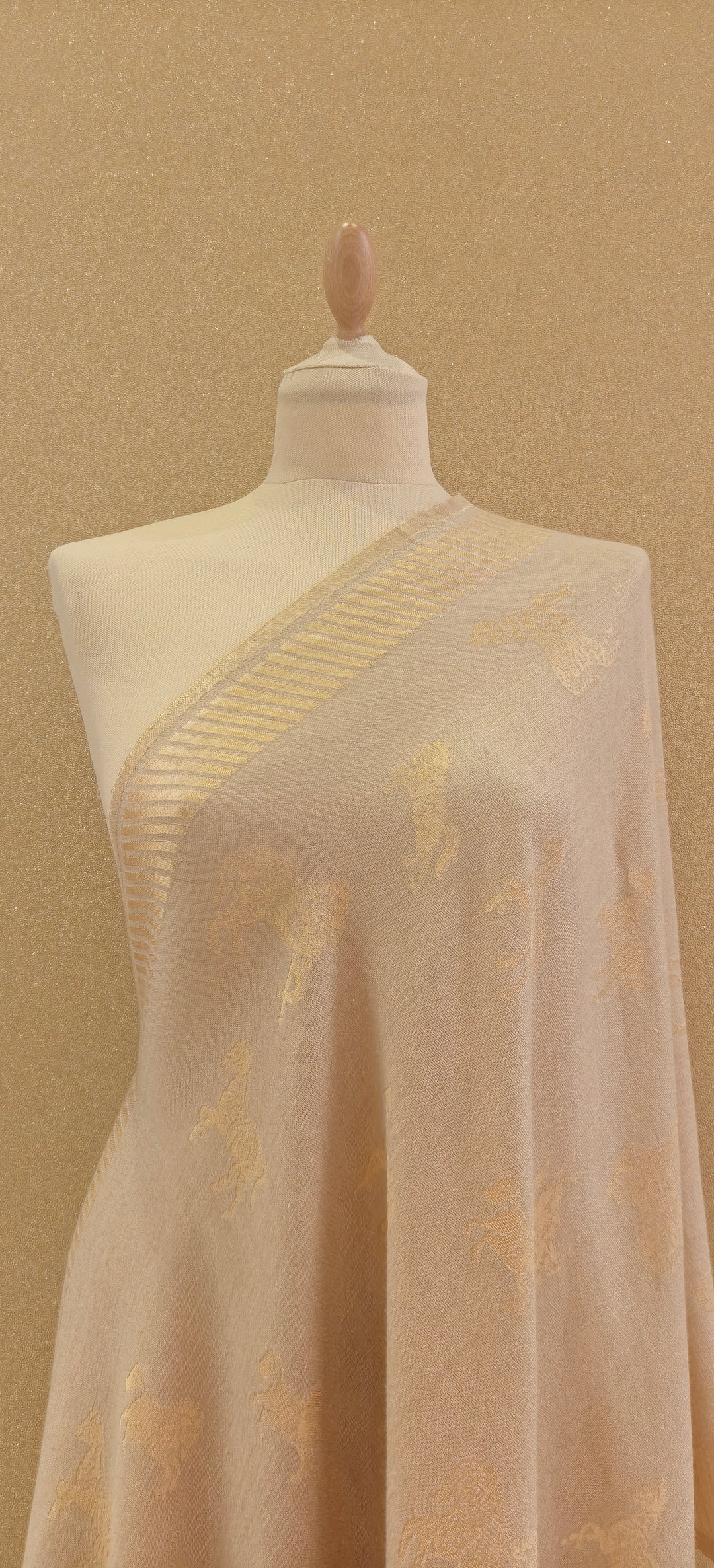 Golden Cashmere Horse Scarf|House of Inaayat