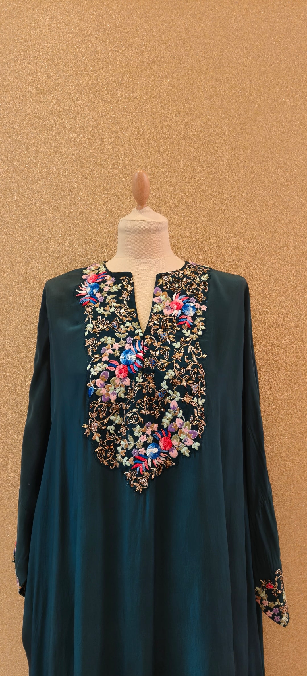 Deep Teal Blue Kaftan Set |Basanti Kapde Aur Koffee