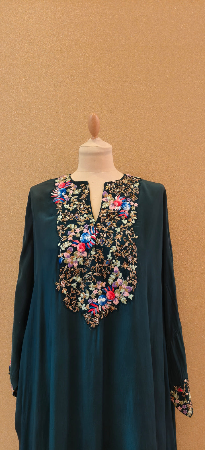 Deep Teal Blue Kaftan Set |Basanti Kapde Aur Koffee