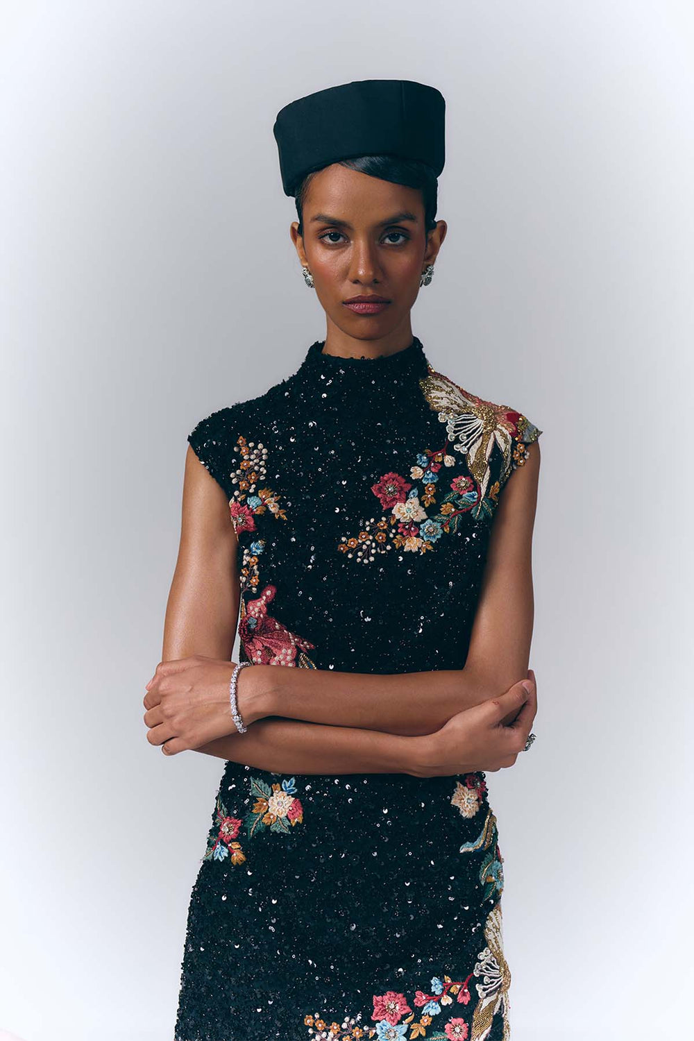 Midnight Bloom Sequin Mini Dress|VARUN BAHL