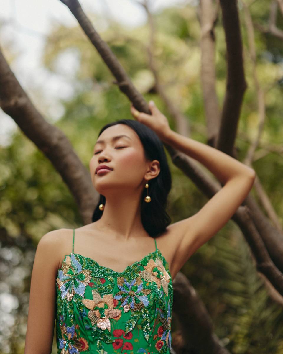 Green Embroidered Maxi Dress| Shruti rawal