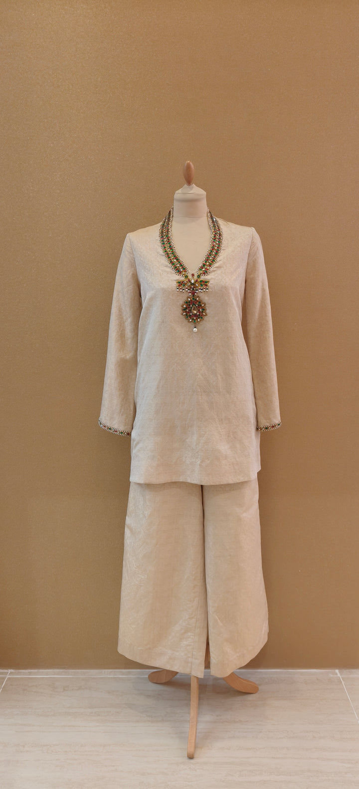 Royal Darbar Raw Silk Tunic Top and Pant | Duchess Kumari
