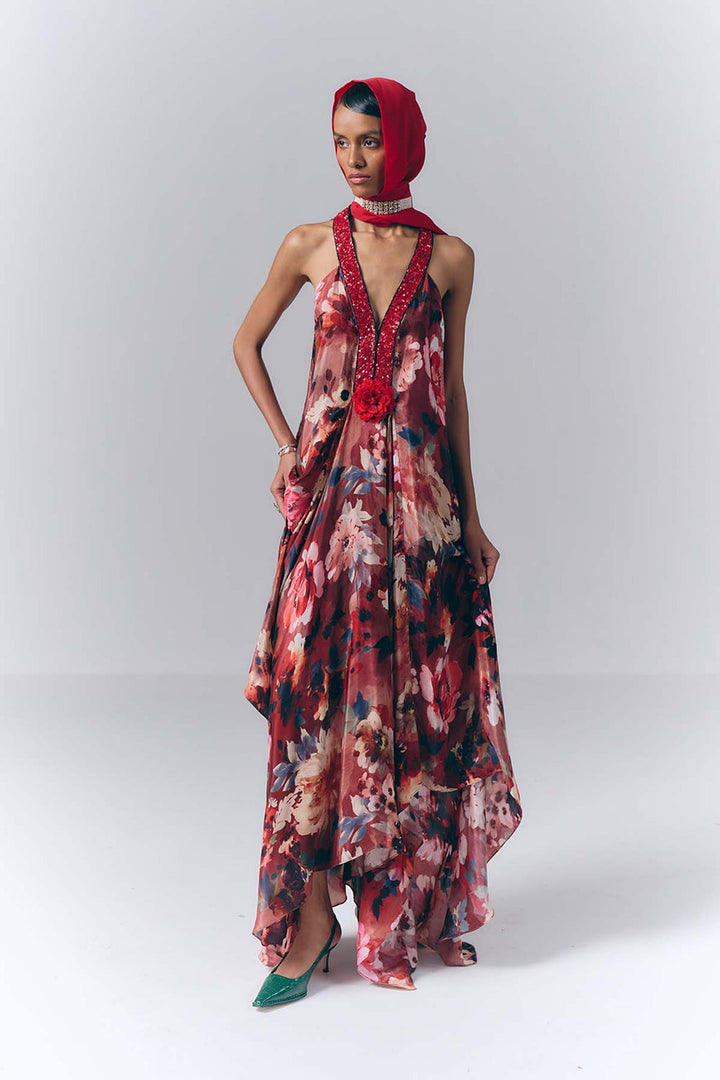 Bloom Printed Long Dress|VARUN BAHL