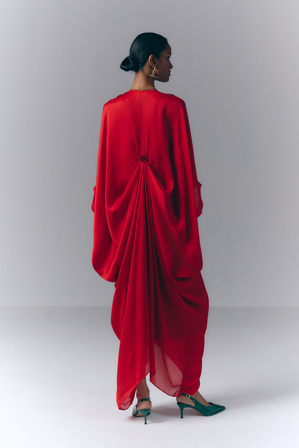 Crimson Draped Kaftan|VARUN BAHL