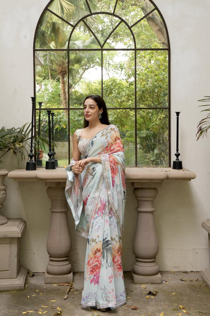Ethereal Bloom Saree|VARUN BAHL