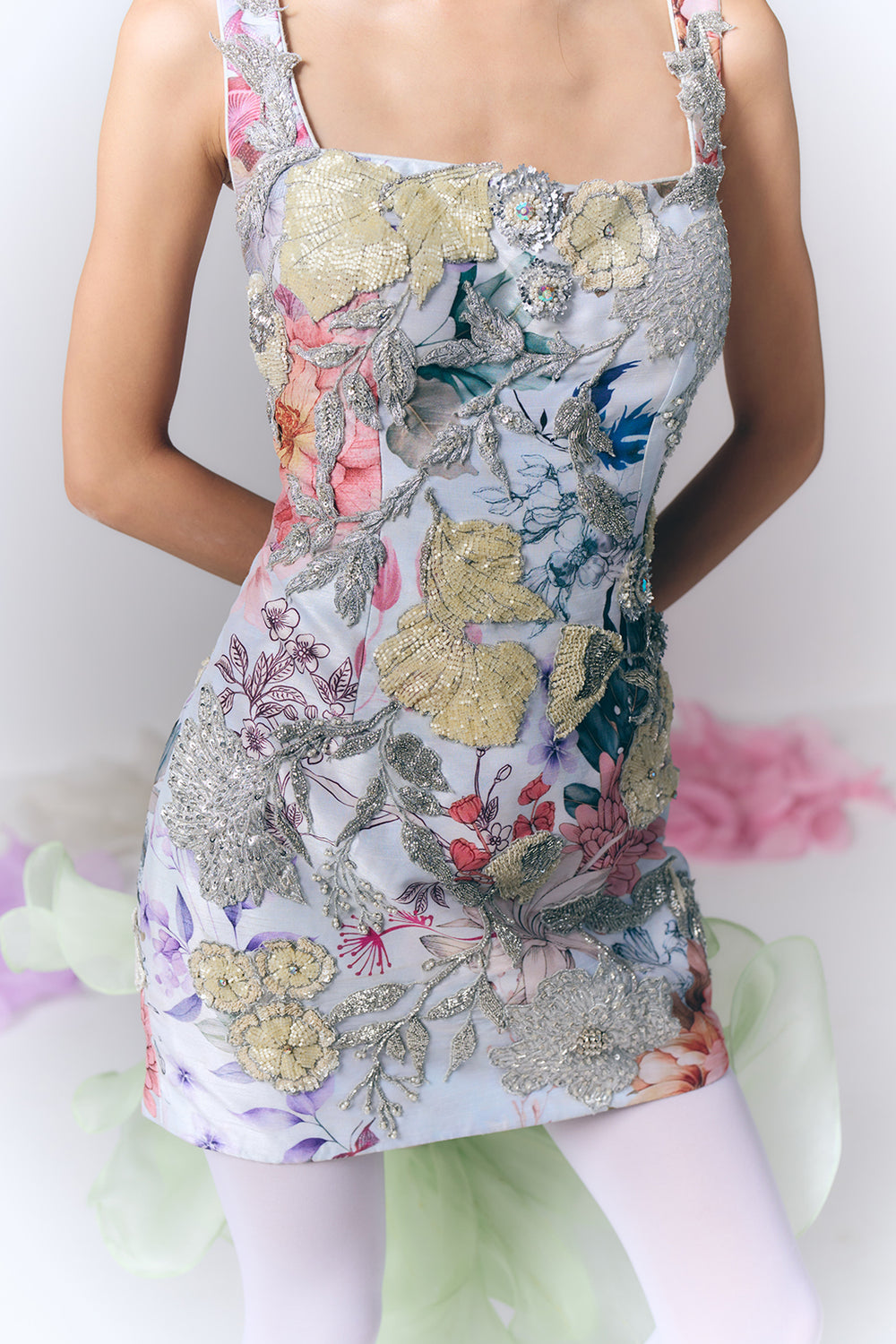 Printed Embroidered Short Dress|VARUN BAHL