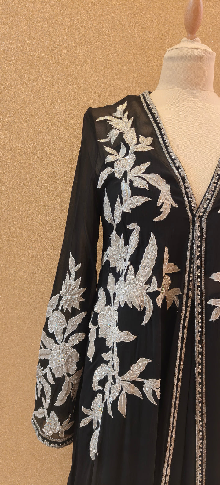 Black Embroidered Cape Set|VARUN BAHL