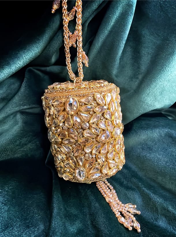 Gilded Crystal Embellished Statement Clutch|Al Falah