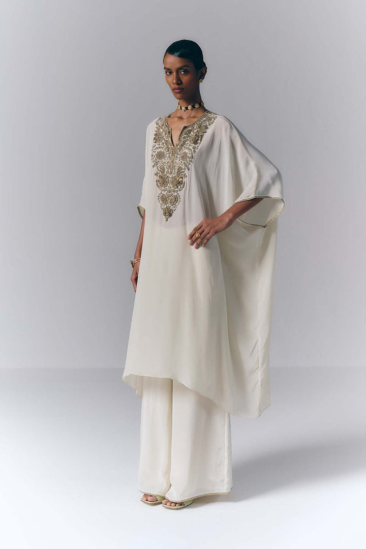 Ivory Embroidered Kaftan Set|VARUN BAHL