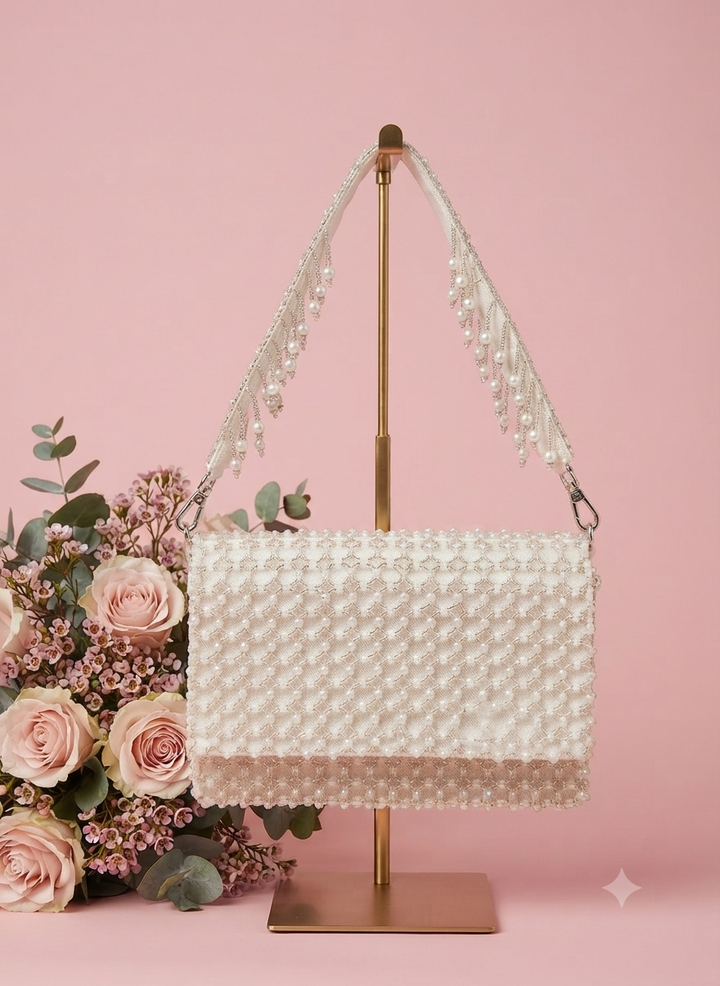 Pearl and Beaded Flap Evening Bag | Al Falah