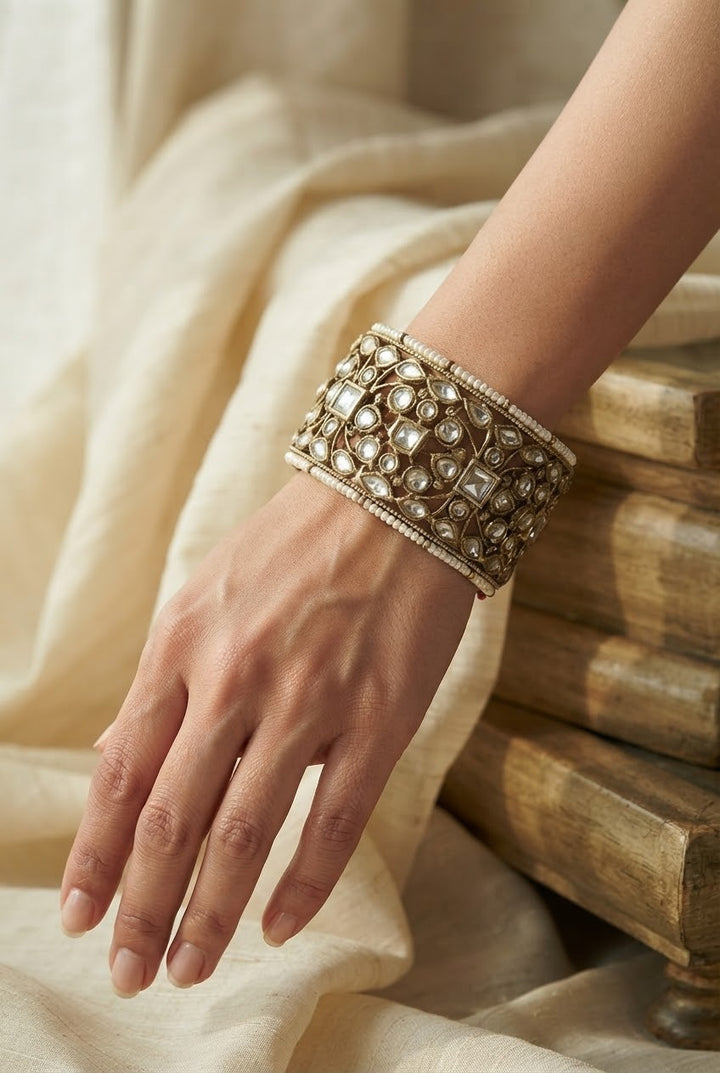 Beaded Polki Heritage Bangle|Vivinia by Vidhi Mehra